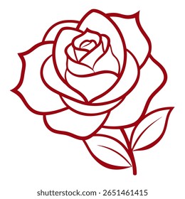 A line art of Japan red Rose. Red rose. Japanese rose.