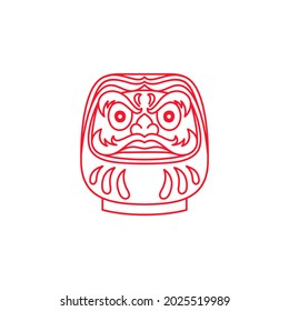 Line art Japanese Daruma Logo Design Vector illustration