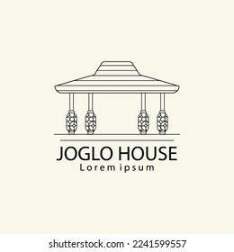 line art joglo house traditional icon design image