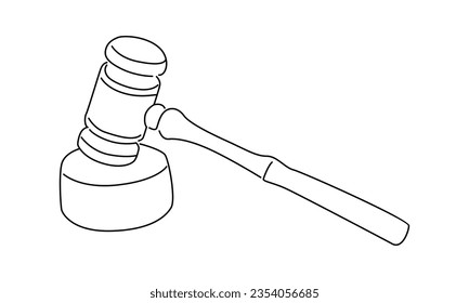 line art of judge's hammer