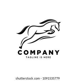 line art jumping horse style logo
