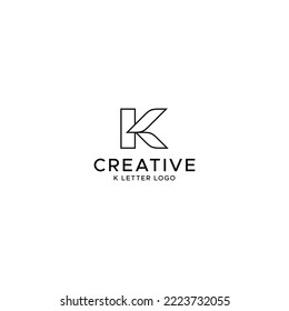 line art of K letter logo design. Outline logo of K letter, Beauty, expensive and luxury. Initial K logo, Illustration vector design.