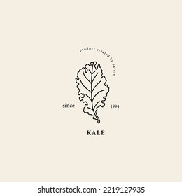 Line art kale branch illustration