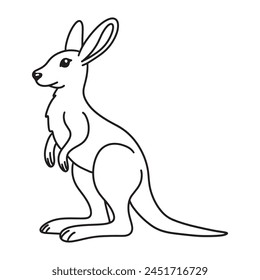 Line art of kangaroo cartoon vector