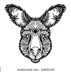 Line Art Kangaroo Head