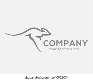 Line art kangaroo jumping fast logo design inspiration