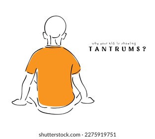line art of a kid suffering from cognitive developmental issues and showing tantrums. 