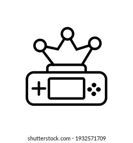 line art king gaming icon, pictogram simple game controller symbol