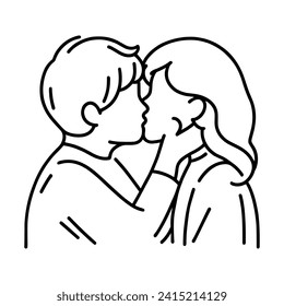 Line art of a kissing couple.