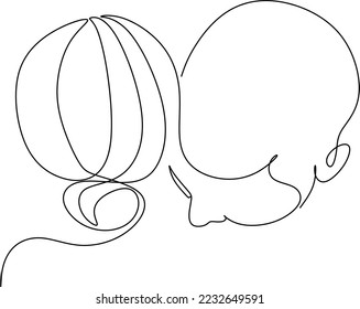 Line art of a kissing couple. Line drawing of a man and a woman in love. Valentine's Day minimalistic modern card illustration. Wedding logo. Romantic postcard. Love concept. Fall in love.