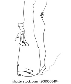 Line art kissing couple silhouette illustration