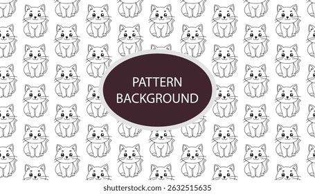 Line art kitten sleeping background. Cute Cartoon Cat Vector Icons