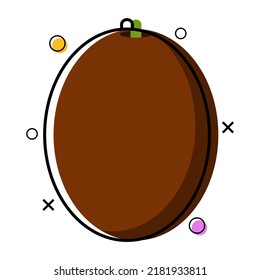 line art kiwi fruit flat design. vector illustration