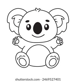 Line art of Koala bear cartoon vector