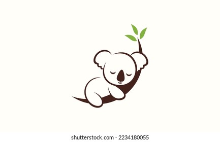 line art koala logo template