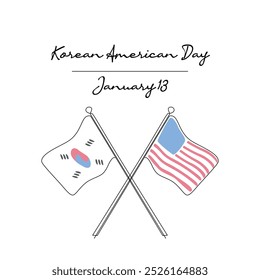 line art of Korean American Day good for Korean American Day celebrate. line art.