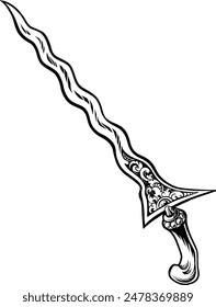 Line Art Kris Illustration Vector