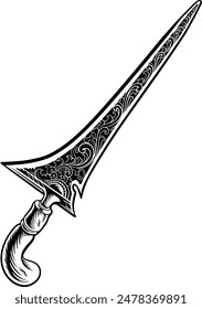 Line Art Kris Illustration Vektorgrafik