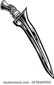 Line Art Kris Illustration Vector