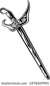 Line Art Kris Illustration Vector