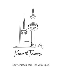 Line Art of Kuwait Towers vector art