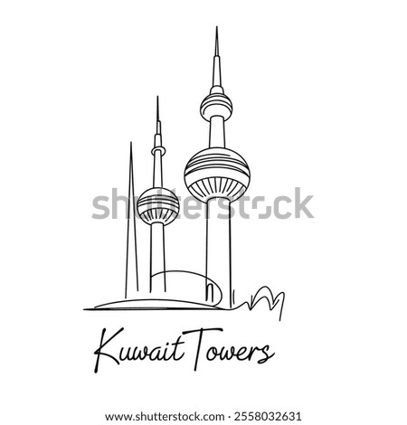 Line Art of Kuwait Towers vector art