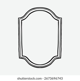 Line art label frame. Monogram logo frame.