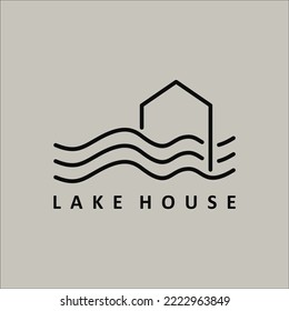 line art Lake or river House logo vector