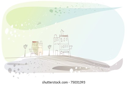 Panorama de arte de línea