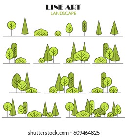 Line art, landscape illustration, vector