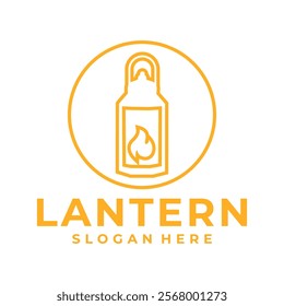 Line art Lantern logo design with gold color. Vintage Lantern logo design vector