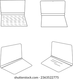 line art laptop vector illustration.electronic device laptop icon 