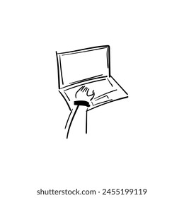 line art, laptop work tool symbol icon , vector illustration