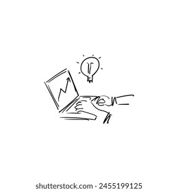 line art, laptop work tool symbol icon , vector illustration
