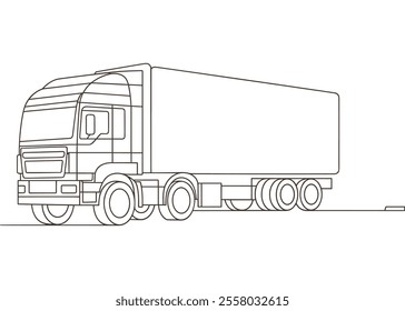  Line Art of a Large Delivery Truck 