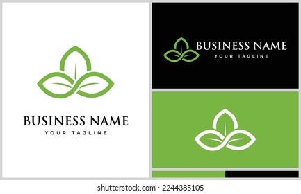 line art leaf logo template