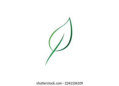 Line Art Leaf Minimal Logo Design On White Background. Minimal Awesome Trendy Line Art Leaf Icon Design Template On White Background