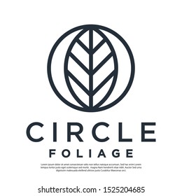 line art leaf vector logo illustration