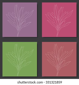 Line art of leafs, leaf illustrations and Clipart