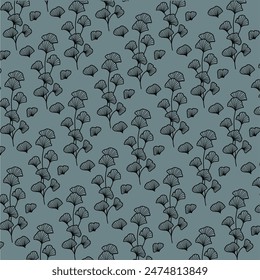 line art of leaves and flowers over dark colors for wallpaper 