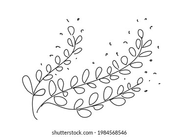 Line art of leaves. Isolate on white background space for your text,background,card,fill color .Vector illustration.