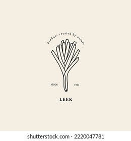 Line art leek branch illustration