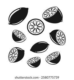 Line Art Lemon Design in Black and White