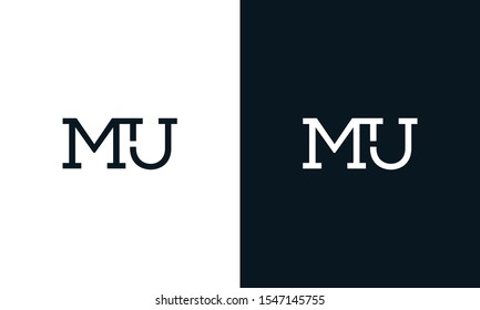 Line art letter MU logo. This logo icon incorporate with two letter M & U in the creative way.
