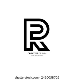 Line art letter Pr or Rp initial geometric creative unique monogram logo design