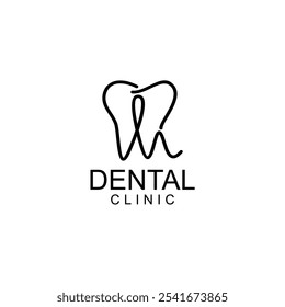 LETRA DA ARTE DA LINHA Dentes Logo; Moderno, único, simples e técnico logotipo de dente lettermark para dentista, ortodontia e marca de pasta de dente. Transmite serviços elegantes, decolados, estilosos e profissionais.