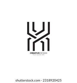 Line art letter X creative shape minimalist monogram unique logo concept. X logo