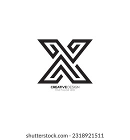 Line art letter X simple shape minimalist monogram unique logo concept. X logo