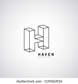 Line Art Lettering Logo Type H Sign Symbol Icon