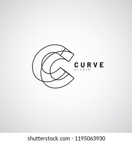 Line Art Lettering Logo Type C Sign Symbol Icon